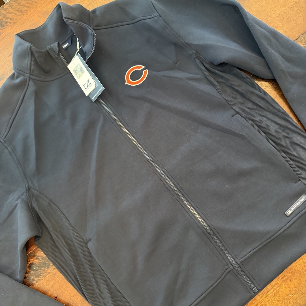 Chicago Bears Jacket Mens Large Navy Blue NFL Cutter Buck Roam Eco MCK01281